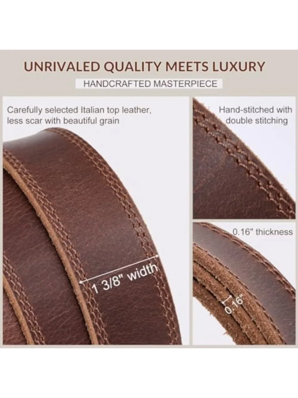 Genuine Leather Ratchet Belt for Men - Stylish Dress Belt, Adjustable Fit